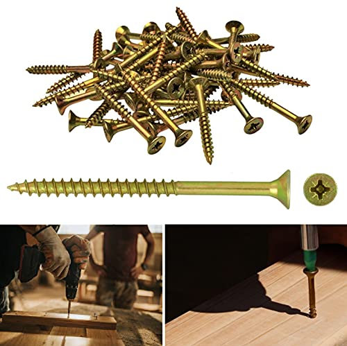 TERF® Multi Purpose Screws 3.0 X 40mm Pozi Flat Double Countersunk Zinc Yellow Screws For PVCu Wooden Timber Chipboard MDF and other similar types Screw Size 3.0 X 40mm - Pack of 200