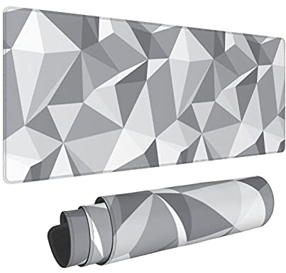 Echoserein Abstract Grey Geometric Gaming Mouse Pad Large XL Long Extended Pads Big Mousepad Keyboard Mouse Mat Desk Pad Home Office Decor Accessories for Computer Pc Laptop