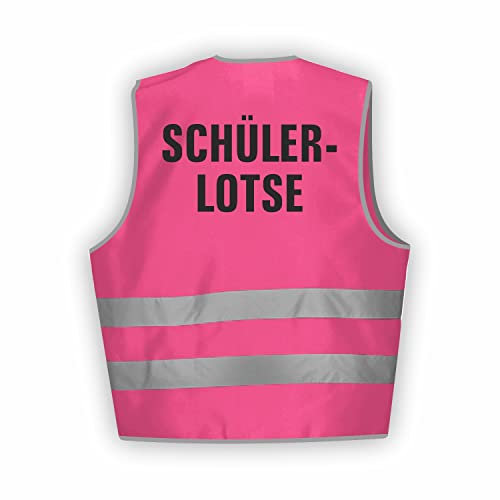 Fassbender-Druck WARNWESTEN - Sicherheitsweste PINK Warnweste nach EN ISO 20471 zertifiziert - Warn Weste SCHÜLERLOTSE - Unisex mit hochwertigem Reflektorstreifen (PINK I M/L I 10er Set)