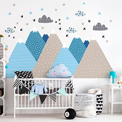 Wandsticker Kinder Deko Babyzimmer Wandsticker Kinder Wandsticker skandinavische Berge Lynka H80 x L 120 cm