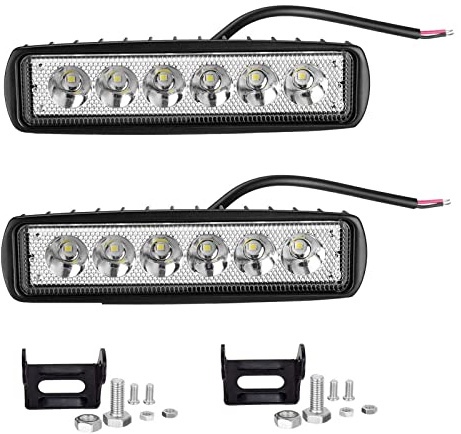 PICAA Mini Arbetsstrålkastare Led Off Road, 6 tum 18 W 12 V 24 V, Dimljus för Bil Off Road 4 x 4 Traktor SUV ATV Lastbil, Spot Vit Balk 6000K