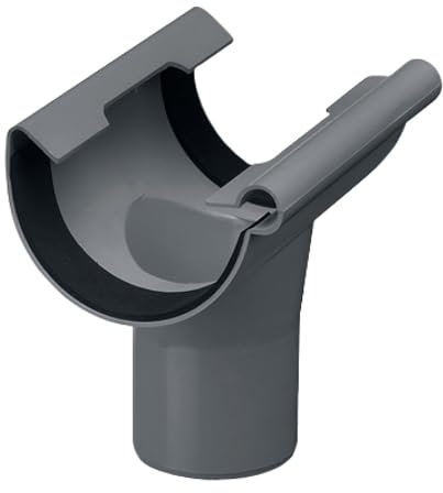 INEFA Ablaufstutzen halbrund, PVC NW100/DN75 Anthrazit Einhangstutzen Dachrinnenzubehör, einfache Steckmontage, Made in Germany