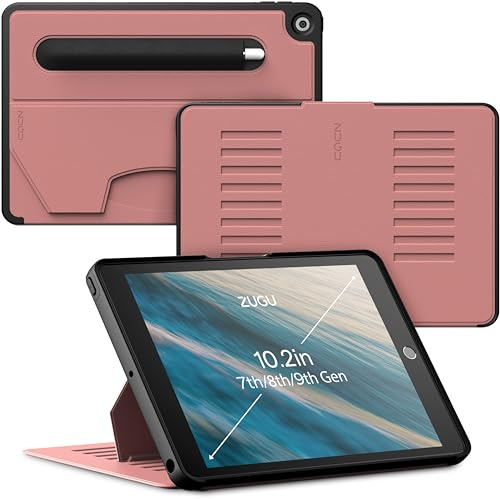 ZUGU Case für iPad 7./8./9. Generation Hülle 10.2 Zoll [Wüstenrose Rosa] | Schlanke Schutzhülle - Praktischer magnetischer 8-Winkel-Ständer - Pencil-Halter - Auto Sleep/Wake Up