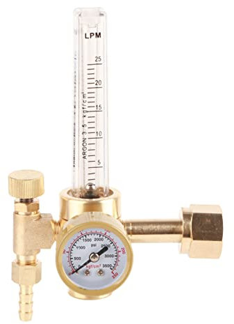 Argon Welding Regulator, CO2 and Argon Regulator and Flow Meter CGA320 Inlet Max 4000PSI Argon Pressure Reducer for Gas Control in Hydroponic, Grow Tent
