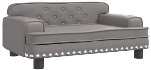 vidaXL Kindersofa, Couch für Kinder, Kindercouch mit runden Kanten, Kindersessel Minisofa Polstersofa Kindermöbel Sofa Kinderzimmer, Grau Kunstleder