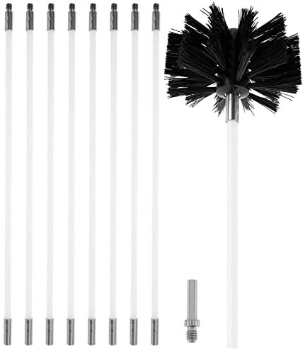 Pelletofen Schornsteinfegerset, Schornsteinreinigungsbürste Ø 100 Mm Mit 15 Kehrstäben Zur Reinigung Von Schornsteinen, Kesselrohren, Lüftungsrohren, Pelletofen Schornsteinreinigungsset ( Color : 9 Ro
