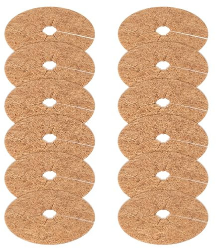 YiliYa 12 Pezzi Disco di Cocco Disco in Fibra di Cocco Pacciamatura Cocco Tappetino per Il Controllo delle Erbe Infestanti Protezione Invernale per Piante in Vaso Stuoia di Cocco 20cm