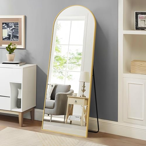 WOLIBEER Specchio a Figura Intera 165 x 60 cm, Grande Specchio da Terra con Cornice in Alluminio Dorato, per Camera da Letto Cameretta Soggiorno Spogliatoio