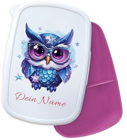 GRAZDesign Fiambrera infantil con diseño de búho con nombre personalizado para niña en color rosa y azul, para guardería y escuela, regalo de escolarización, color rosa