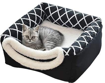 FRCOLOR Haustierbett Katzenbett Faltbar Für Katzen Und Hunde Schwarz L Stabil Maschinenwaschbar
