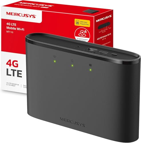 MERCUSYS TP-Link MT110 Routeur 4G SIM WiFi N300Mbps, Pocket WiFi Portable, Modem 4G, Box 4G, Modem 4G, Hotspot 4G, Batterie 2200 mAh Pendant 10 Heures, Déverrouillé Compatible Toute SIM
