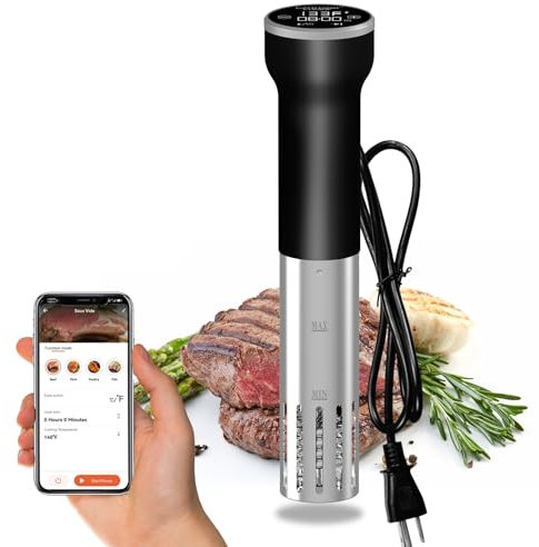 CATTLEMAN CUISINE Sous Vide Cooker WiFi, 1000W, IPX7 Waterproof, Immersion Circulator for Sous-Vide, Suvee Cooker, Sous Vide Machine with Cookbook, Precision Temperature & Timer, Noise-free