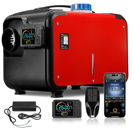 8KW Diesel Standheizung,12/24V/230V dieselheizung mit Ausdehnbare Basis, Bluetooth-APP & AC-DC Adapter, Auto Start -Stopp, Lüftungsfunktion & Inneres Zirkulationssystem, Diesel Heizung für Wohnmobil