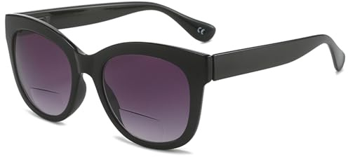 Lanomi Bifokal Sonnenbrille Damen Herren Getönt Sonnen Lesebrille mit Sonnenschutz UV Schutz Lesehilfe Sehhilfe Rechteck Outdoor Brille mit sehstärke Schwarz Rahmen Grau Linse 2.5