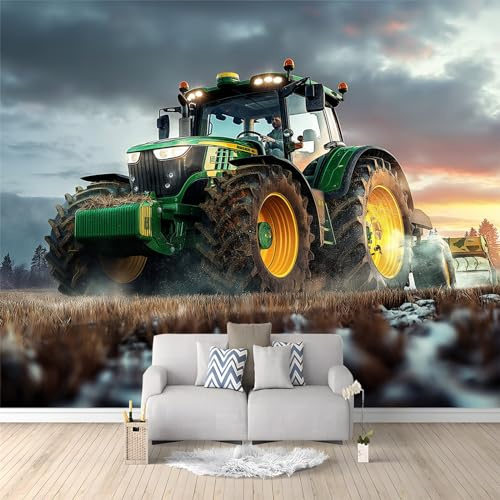 Vlies Fototapete Traktor 250x175 cm Art Mauer VliesTapete Wandtapete Wanddeko Wand Wohnzimmer Schlafzimmer Wohnung Wandbilder