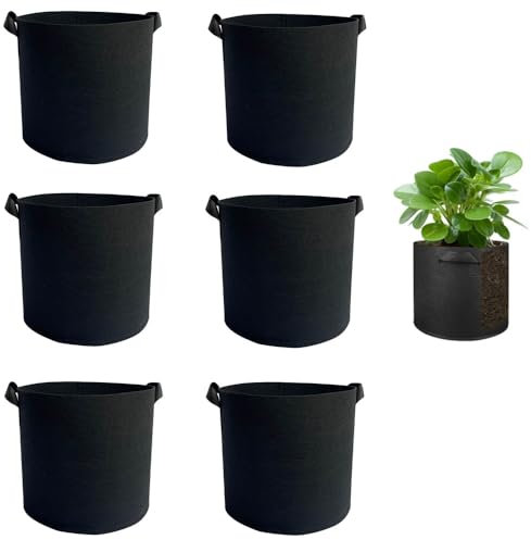 CuiCanfla Bolsa de cultivo de tela no tejida, 6 unidades, bolsas de plantas para tomates, bolsas de plantación de tela no tejida, 3 galones, para tomates, patatas, verduras, jardín, flores, balcón,