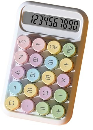 Calculadora Mecánica con Botón Pulsador, Calculadora Básica Portátil con Pantalla LCD de 10 Dígitos, Calculadora de Dulces Colorida, Calculadora de Escritorio para Estudiantes