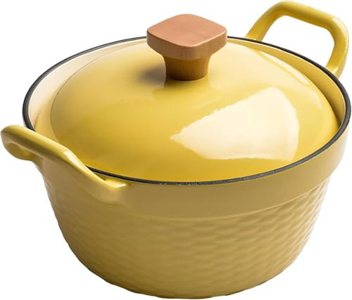 Horno holandés de hierro fundido esmaltado, 2.2 cuartos de galón, horno holandés de doble mango con tapa, horno antiadherente, cacerola esmaltada para hacer pan, ollas de vajilla, cocina, regalo para