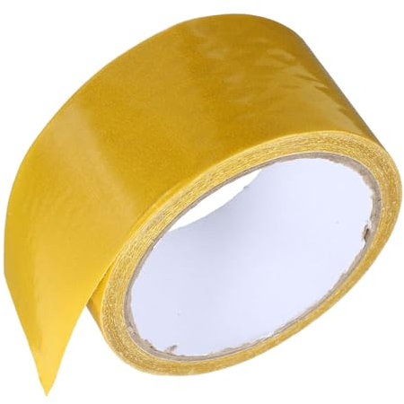 NAMOARLY Waterproof Wide Double Sided Tape 5cm x 10m, Extra Strong Adhesive Carpet and Floor Seam Repair Tape Yellow Grid Mesh for Walls and Rugs