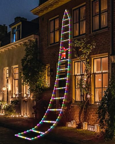MILFECH LED Leiter Lichterkette 3M RGB LED Weihnachtsbeleuchtung, 8 Modi Weihnachtsdeko-Lichter für Fenster, Garten, Haus