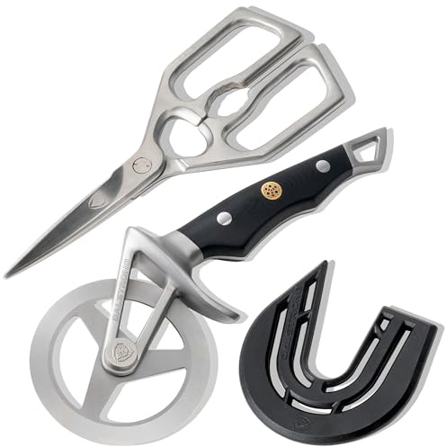 Dalstrong Kitchen Scissors All Purpose + Pizza Wheel Cutter - The Orbit Razor - High Carbon Steel - Heavy Duty - Razor Sharp - Herbs, Pizza, Meat Cutting Scissors