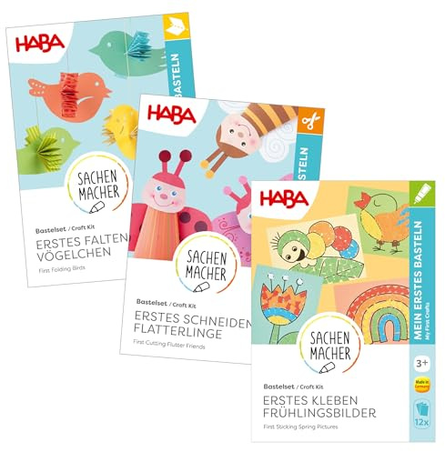 HABA XXL Frühlings-Bastelset – Perfekt für kleine Bastelanfänger: Frühlingsmotive wie Bienen & Vögel zum Schneiden, Kleben & Falten – Frühlingsdeko für Kinder ab 3 Jahren – 2013010