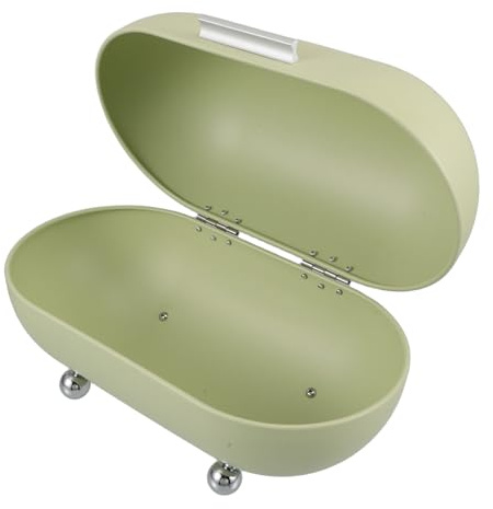 MAGICLULU Large Capacity Iron Bread Box with Multi Functional Storage for Bread Loaf and Pastry, Retro Style Light Green Storage Bin for Home and School Kitchen Countertop Organisation