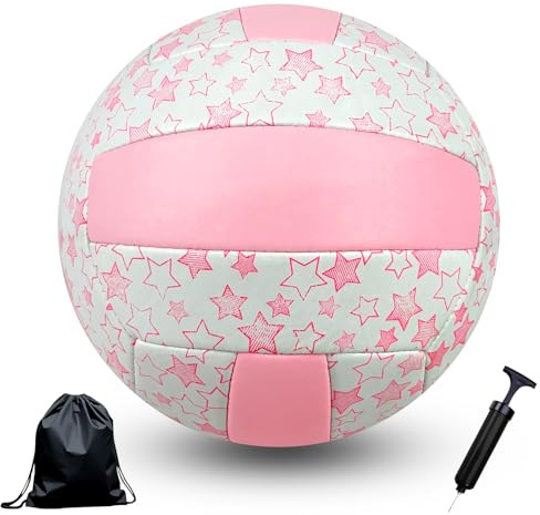 Aipwerer Pelota de Voleibol,Balon de voley de Playa,para Interior y Exterior Balón bolley de Playa de Tacto Suave para Playa,Jardín y Piscina,Balón Volei Oficial Talla 5 (Rosa Blanco)