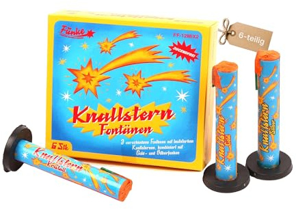 Vama Feuerwerk Fontänen Set Knallstern – 6-teiliges Jugendfeuerwerk mit Gold- & Silberfunken – kleine Fontänen für Geburtstag, Hochzeit, Party & Silvester