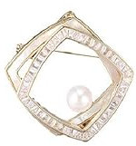 Broches pour femmes Diamant élégant Perle d’eau douce Coquille Broche Féminine Élégant Blazer Anti-Peeping Pin, Bleu Doré