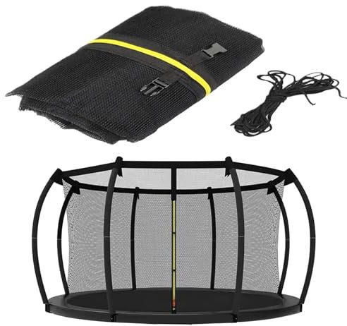 Trampolin Ersatznetz, Ø 305 cm Trampolin Sicherheitsnetz, UV-beständig Trampolinnetz innenliegend Netz mit Reißverschluss und Schnallen, für 6/8 Stangen, Netzhöhe 180 cm