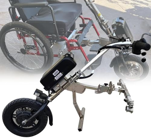 Elektrischer Rollstuhl-Umbausatz, 500W Elektro-Handbike-Rollstuhlbefestigung mit Stoßdämpfersystem, Hochtöner, 17-Ah-Batterie, Reichweite 65 km, B
