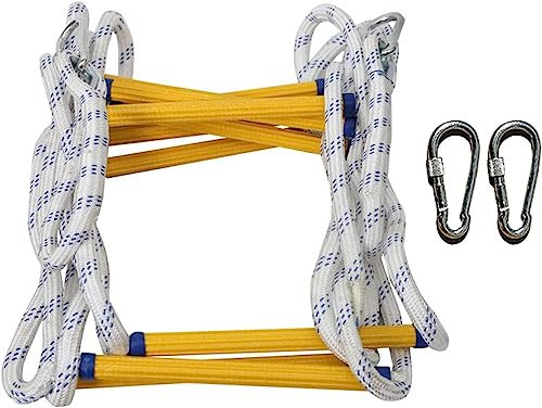 OYYMTE Fluchtstrickleiter, Notfall-Feuerleiter, weiche Sicherheitsleiter mit Schnalle, die schnell eingesetzt Werden kann(10m)