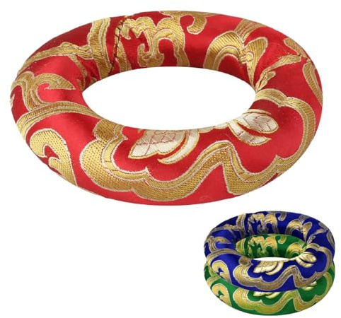 Vivezen - Coussin rond en brocart de soie pour bol chantant tibétain - diam 9 cm