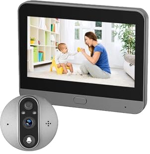 VEKELETE Sonnette connectée Tuya 3MP 1080P WiFi, caméra Judas, Batterie, visionneuse numérique Infrarouge PIR 940 nm, Carte TF 128 Go