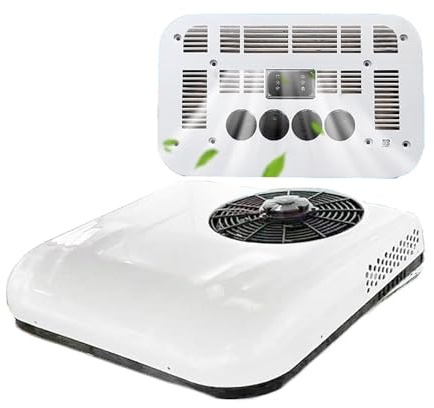 12V / 24V RV Climatiseur, fonction intégrée de refroidissement et de chauffage, Kit AC de stationnement séparé avec 450m³ / H Volume d'air, silencieux, bus, RV, caravanes, pelleuse