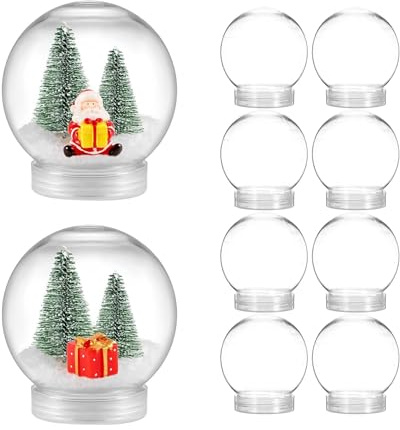 MAGICLULU 10 Stück Schneekugeln aus Kunststoff, zum Selbermachen, Wasserklar, mit Abschraubbarem Deckel, für Heimwerker, Basteln, Weihnachten, Heimdekoration, 270 Ml