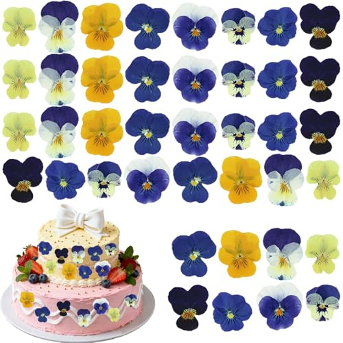 40 PCS Natural Edible Dried Flowers for Cake Decoration, 8 Types of Real Pressed Edible Flowers for Cakes, Cupcakes, Cocktails, Baking & DIY Crafts