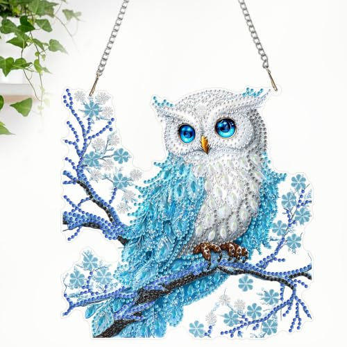 CEOVR Eule Diamant Painting Bilder Erwachsene Kits,Diamond Painting Ornament Kits 20x20cm,Diamant Malerei Ornament für Wand Dekoration