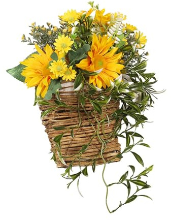 IOIUSKKU Beautiful Floral Door Hanger Farmhouse Wreath Charming For Any Season Hanging Basket Wreath Door Flower Decor