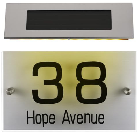 AKOOSY Solar Doorplate Light with 18 LED Dual Color, Outdoor Solar House Number Sign Lamp for Address Numbers, Weatherproof Solar-Powered Address Sign for Garden and Wall
