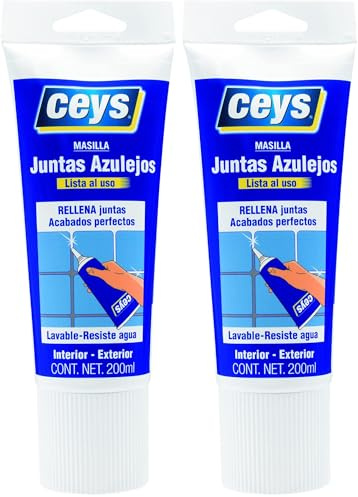 Ceys - Masilla azulejos - Rellena juntas acabados perfectos - Interior y exterior - 200 ML (Paquete de 2)