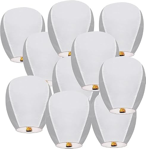 Sky Chinese Lanterns 10 Pack Sky to Release in Memory Love Color Large Memorial Paper Lanterns Birthday Wedding Funeral Christmas to Make Wishes