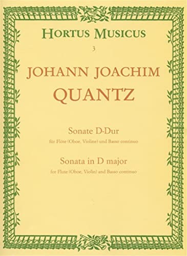 Sonate für Flöte (Oboe, Violine) und Basso continuo D-Dur (aus Fürstenbergiana (früher Händel zugeschrieben)). Hortus Musicus. Spielpartituren, Stimmen