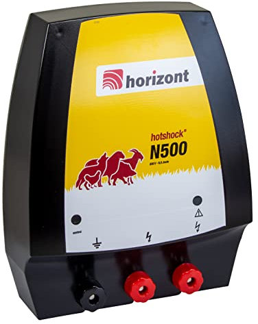 horizont Weidezaungerät 230V, 6 J - hotshock N500 - ideal für robuste Tiere und zur Wildabwehr, Elektrozaungerät, elektrischer Weidezaun, für große Zaunanlagen