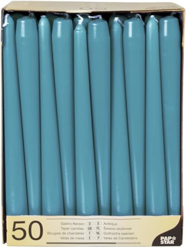 PAPSTAR 50 Leuchterkerzen Ø 2,2 cm 25 cm türkis Spitzkerzen