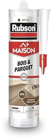 Rubson Mastic Maison Bois & Parquet couleur Hêtre (cartouche de 280 ml), Mastic acrylique pour tous supports bois et maçonnerie, Joints intérieur abrité