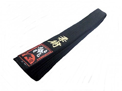 Budodrake Schwarzer Gürtel Bestickt Jiu-Jitsu/Ju-Jutsu Schwarzgurt mit Schriftzeichen Bestickung