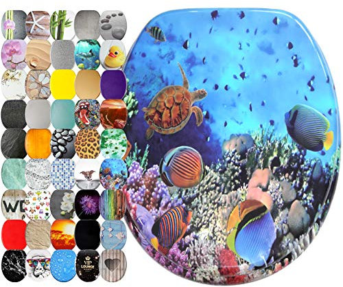 Sanilo WC Sitz ohne Absenkautomatik, viele schöne Toilettendeckel zur Auswahl, hochwertige und stabile Qualität aus Holz (Ocean)