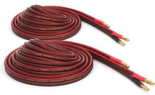 Micca Pure Copper Speaker Wire with Gold Plated Banana Plugs, 14AWG, 12 Feet (4 Meter), Pair